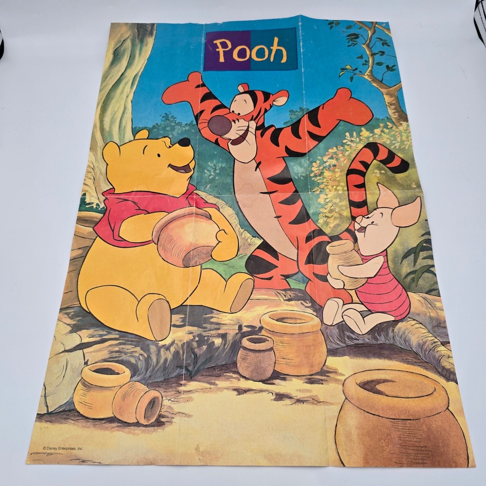 Vintage Disney Winnie the Pooh Tigger Piglet World of Reading Poster 18x12
